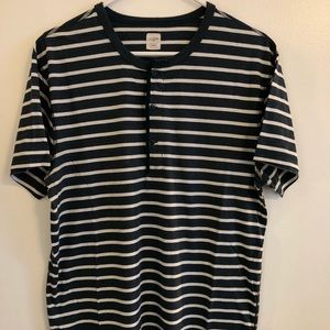 JCrew Striped Henley T-Shirt Large